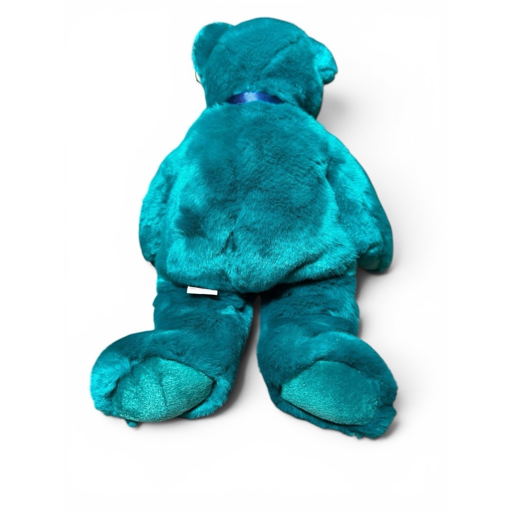 Ty Beanie Buddy Teddy Teal Old Face Bear 14" Plush PE Pellets China w/ Tag - Picture 2 of 8